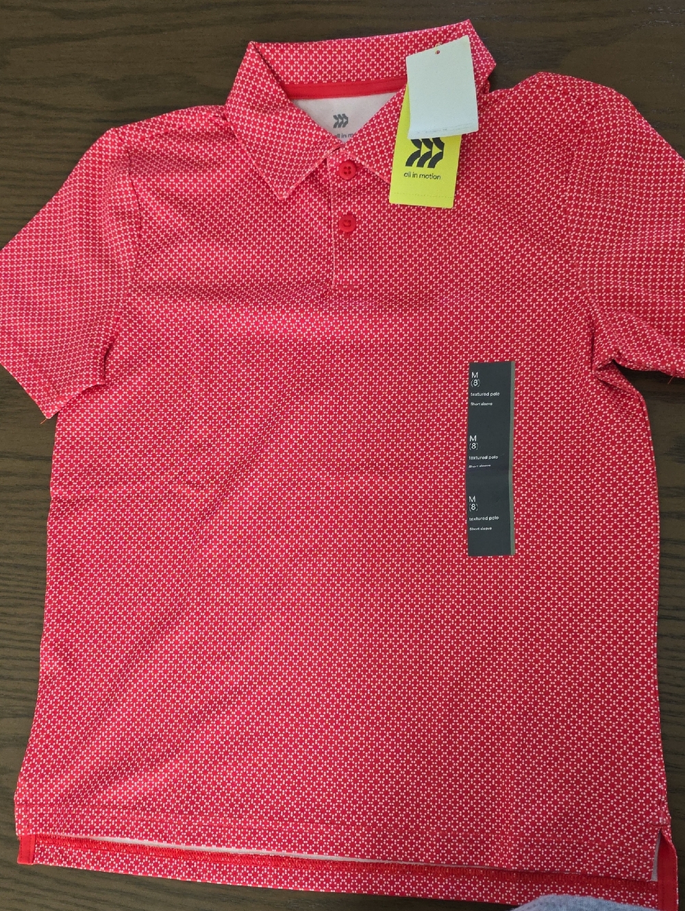 all in motion Red Geo-Pattern Polo